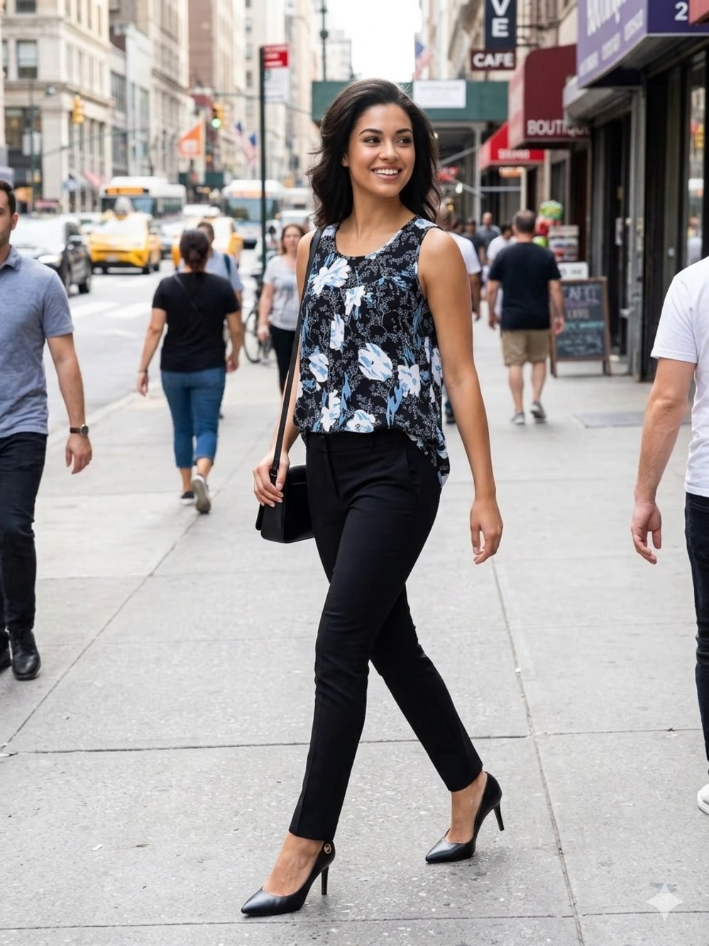 Women’s Black Floral Sleeveless Blouse — Chic Everyday Top